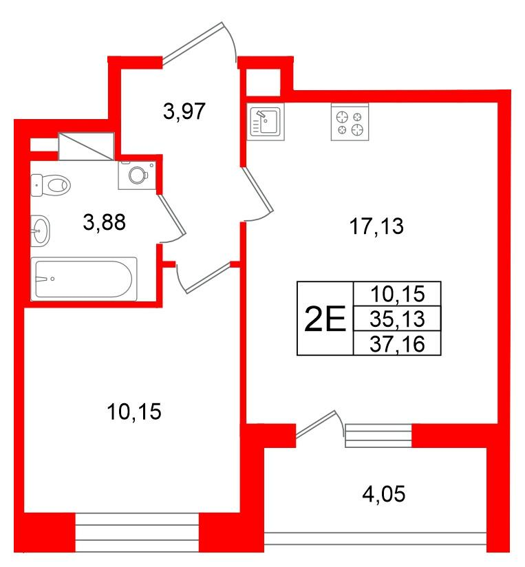 1-комнатная 35 м2 в ЖК Титул в Московском корпус null этаж 11