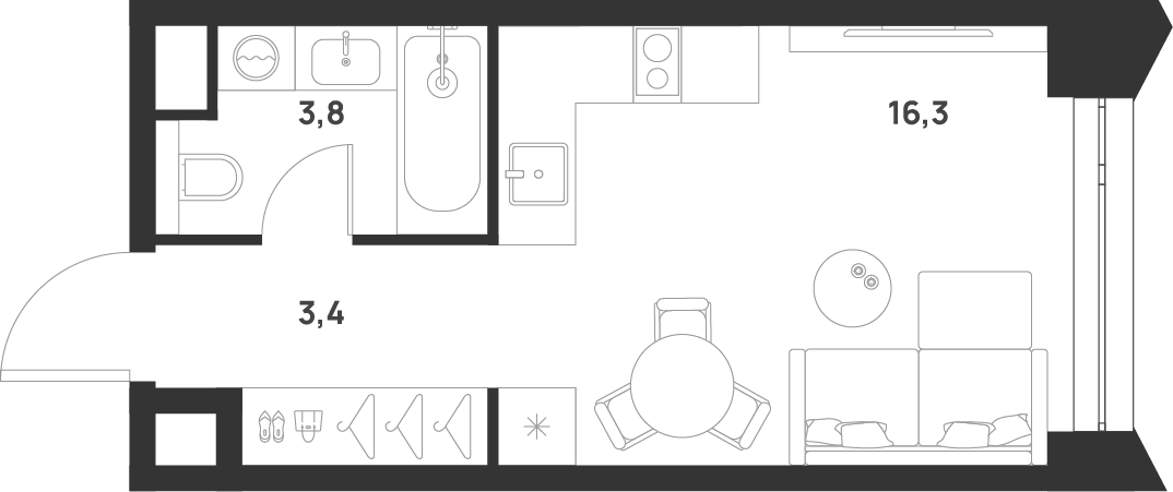 Студия 23 м2 в ЖК Voice Towers корпус null этаж 20