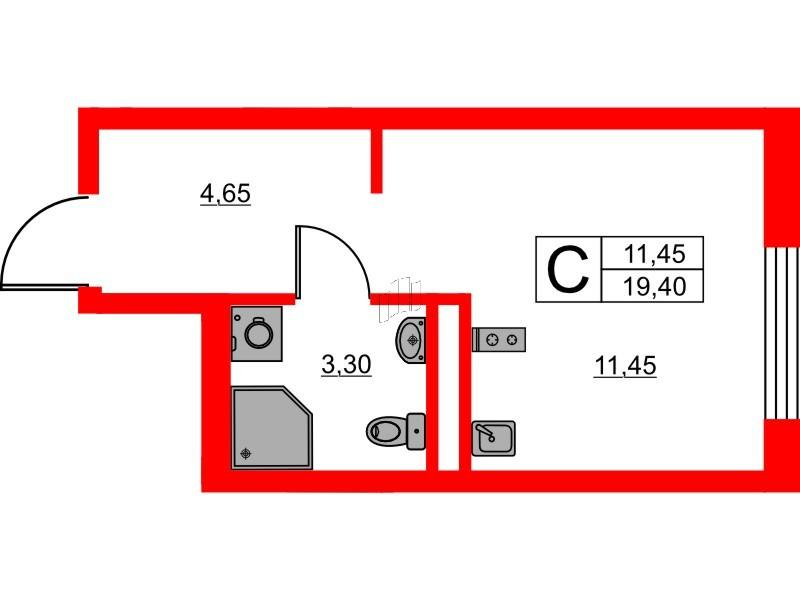 Студия 19 м2 в ЖК Avenue Apart Пулково корпус null этаж 7