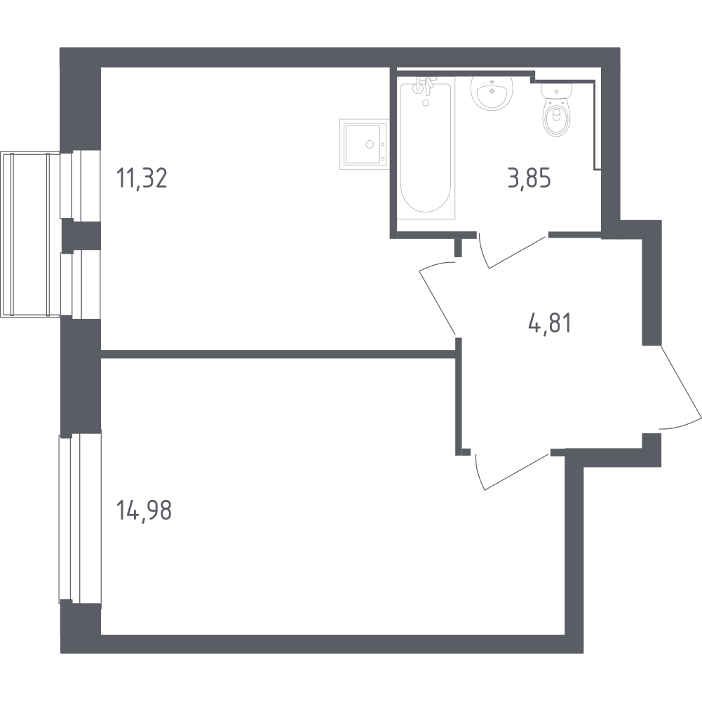 1-комнатная 34 м2 в ЖК Рублёвский Квартал корпус null этаж 3