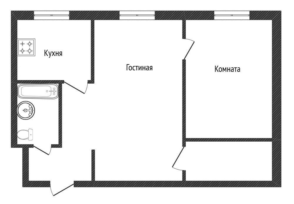 2-комнатная 45 м2 в ЖК undefined корпус null этаж 2