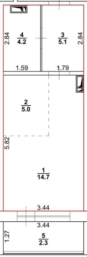 1-комнатная 29 м2 в ЖК undefined корпус null этаж 4
