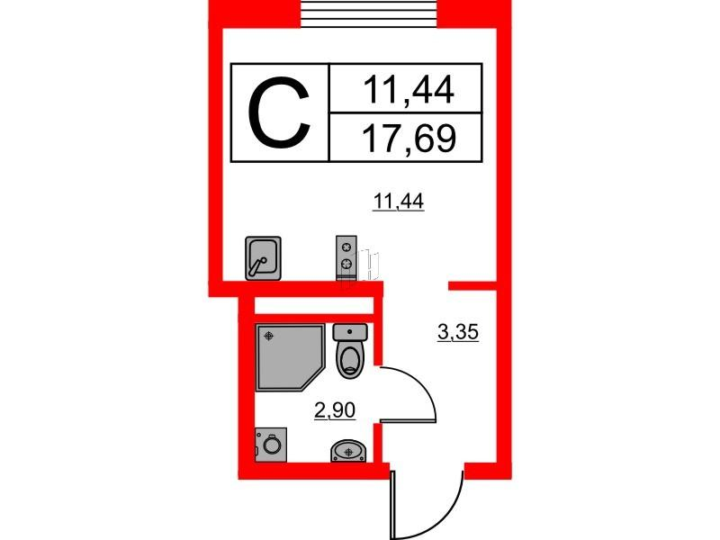 Студия 17 м2 в ЖК Avenue Apart Пулково корпус null этаж 9
