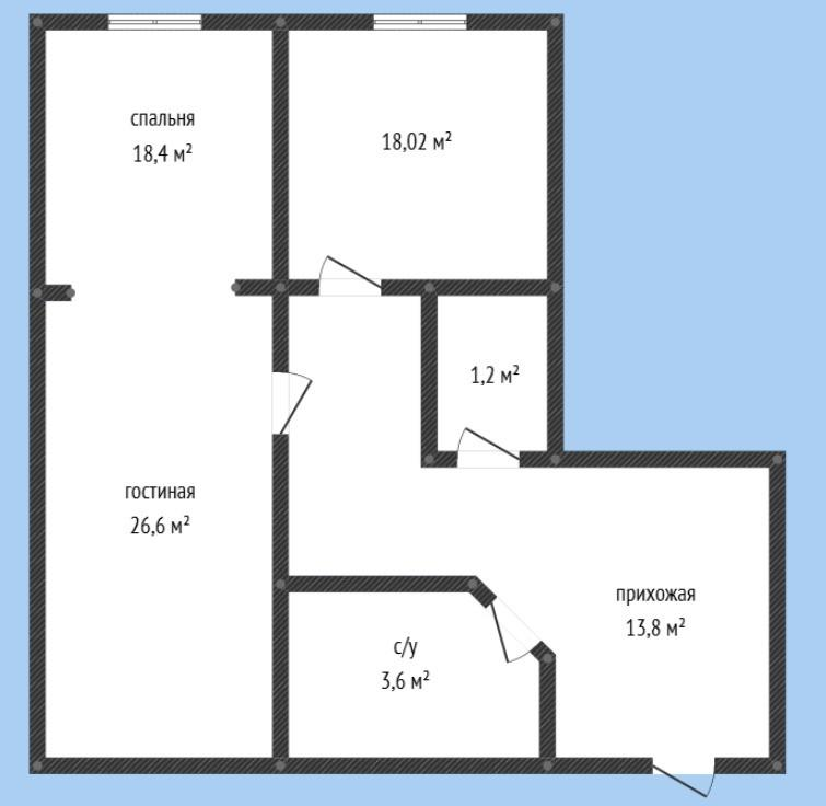 2-комнатная 80 м2 в ЖК undefined корпус null этаж 13