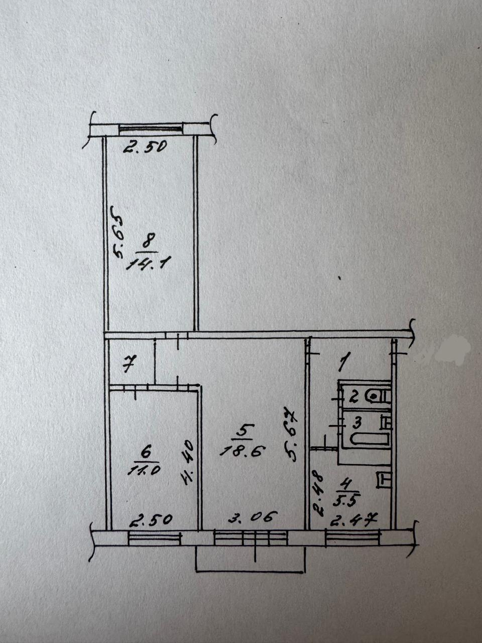 3-комнатная 58.8 м2 в ЖК undefined корпус null этаж 4