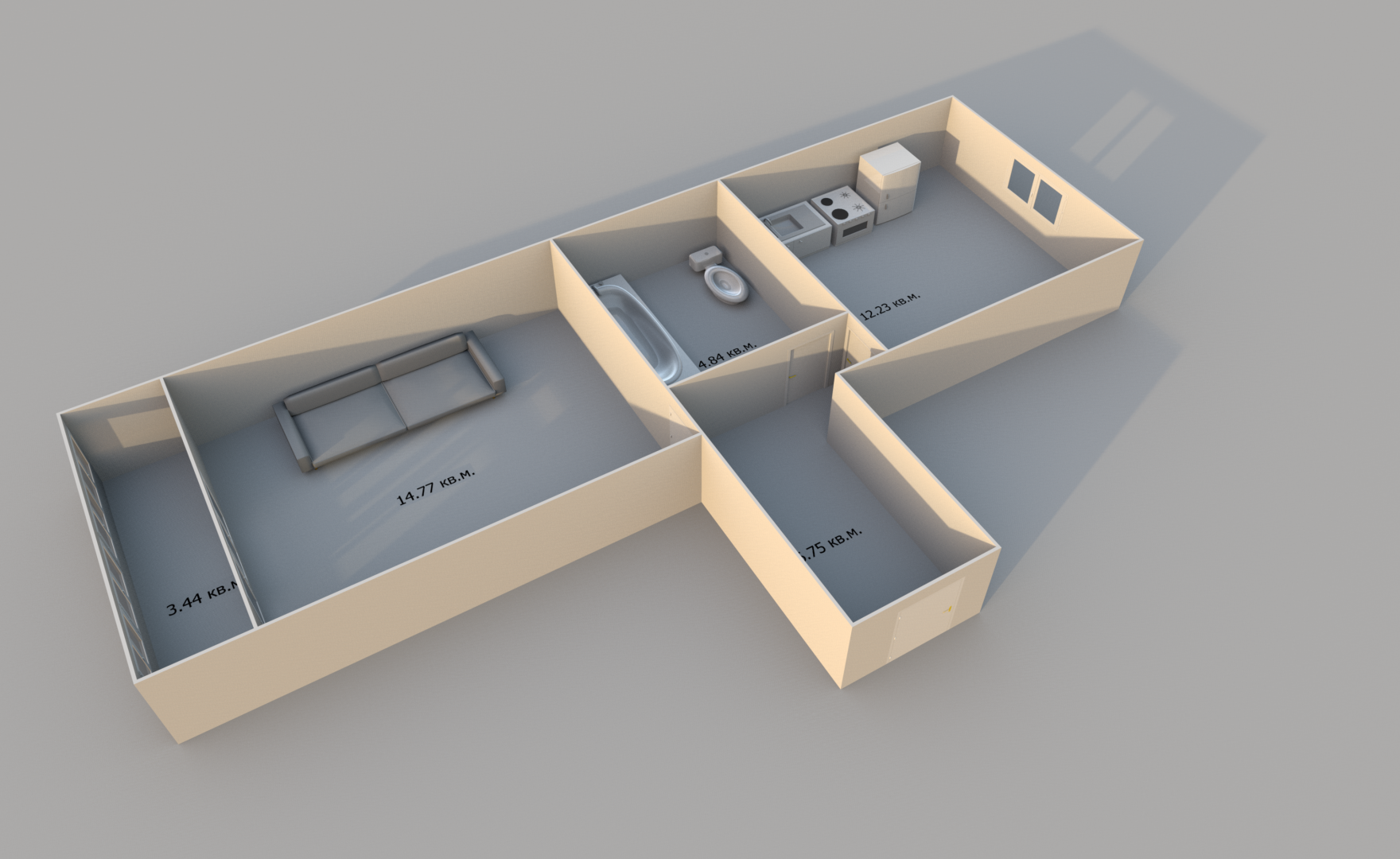 1-комнатная 38.1 м2 в ЖК undefined корпус null этаж 4