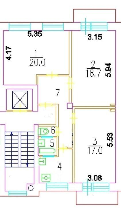 3-комнатная 74.6 м2 в ЖК undefined корпус null этаж 9