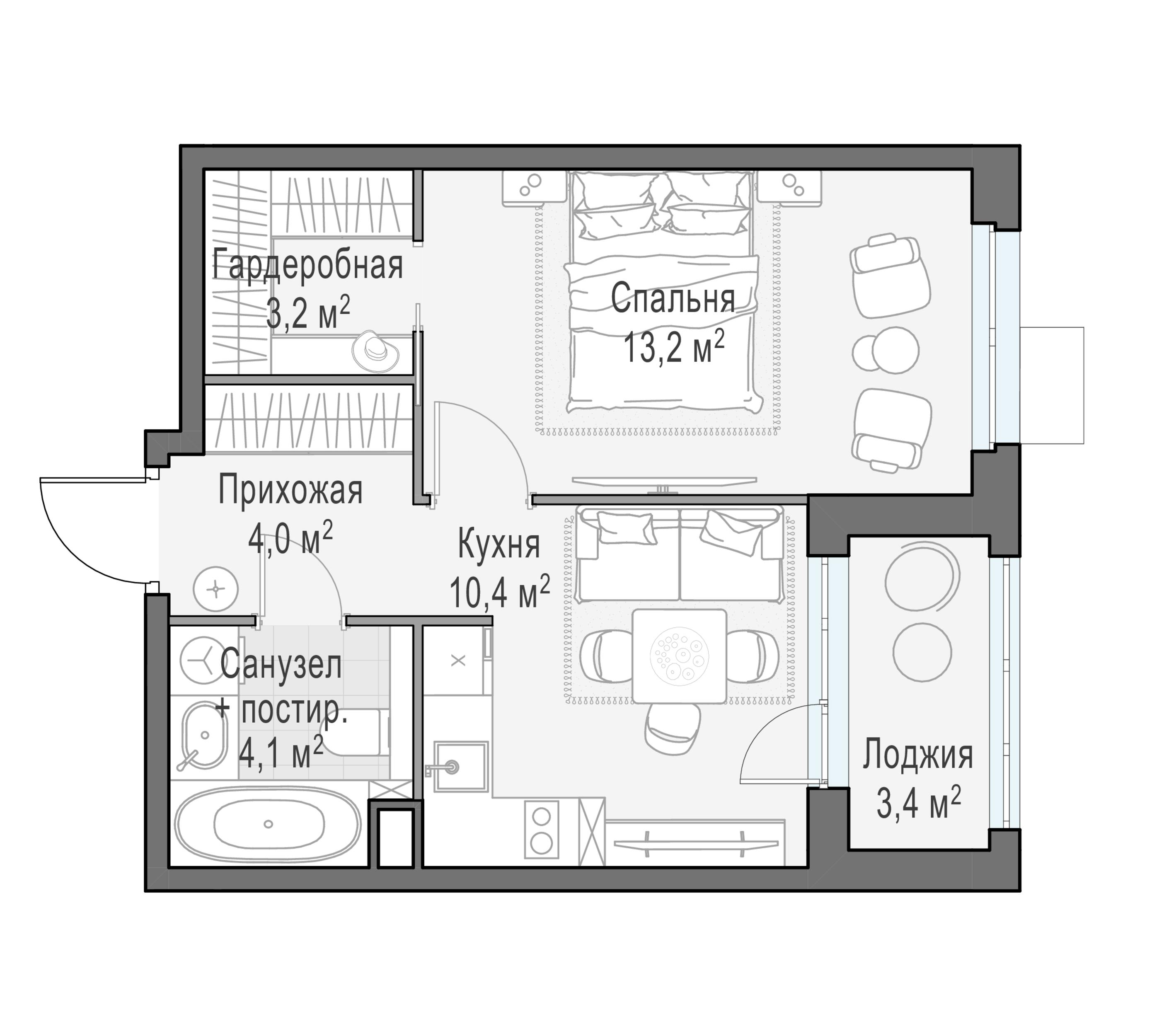 1-комнатная 34 м2 в ЖК Жилой квартал «Новое Медведково» корпус null этаж 15