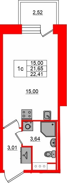 Студия 21 м2 в ЖК Сэтл Лофт корпус null этаж 9