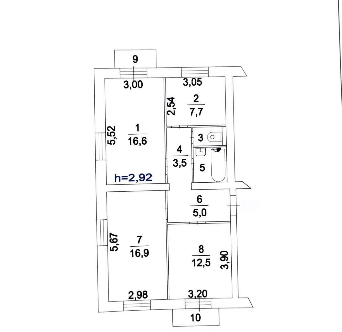 3-комнатная 66.8 м2 в ЖК undefined корпус null этаж 3