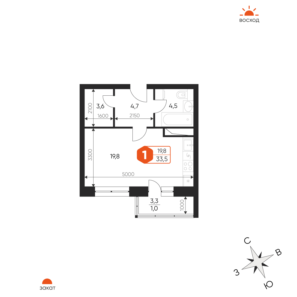 Студия 33.5 м2 в ЖК undefined корпус null этаж 9
