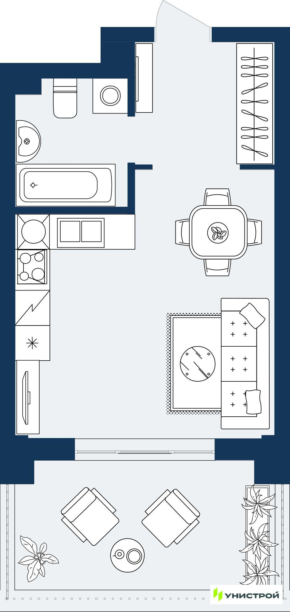 Студия 30 м2 в ЖК ГРАНД БЕРЕГ корпус null этаж 2