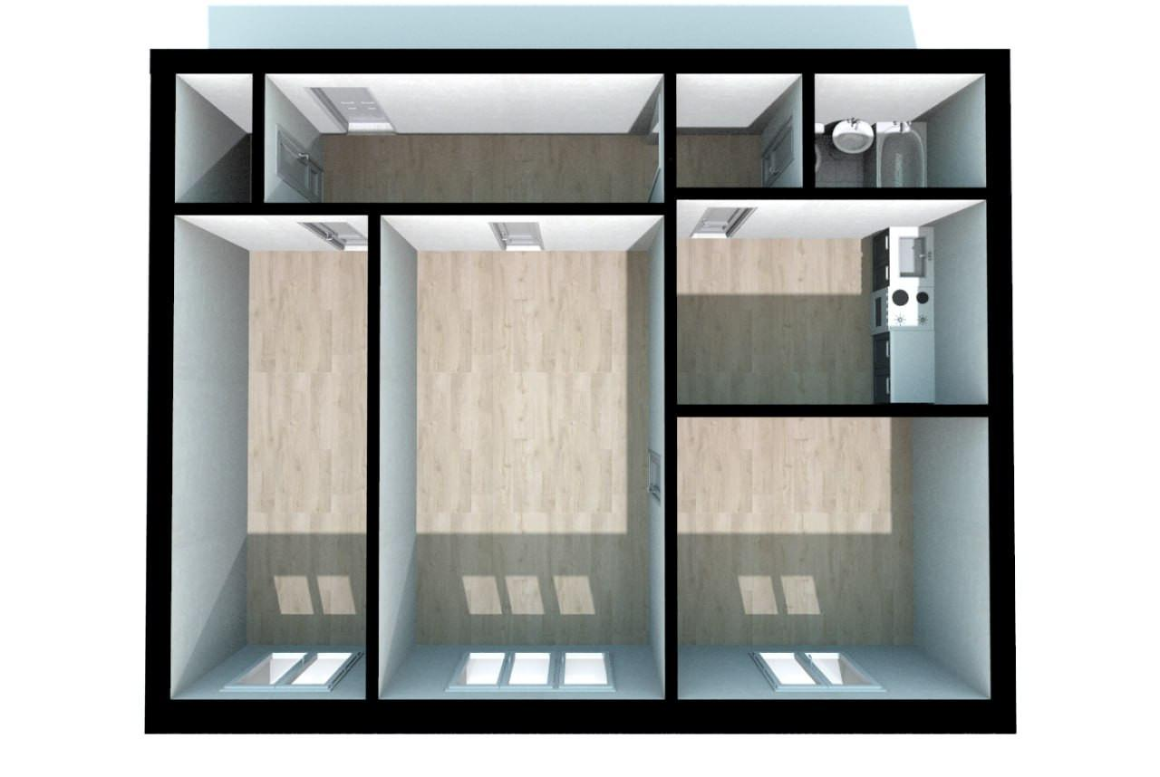 3-комнатная 64.7 м2 в ЖК undefined корпус null этаж 1