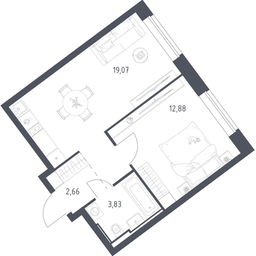 1-комнатная 38 м2 в ЖК Литературный Квартал корпус null этаж 8