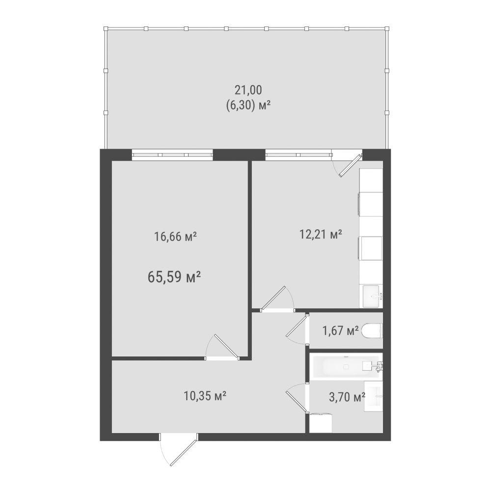 1-комнатная 50 м2 в ЖК Зеленая планета на Мира корпус null этаж 1