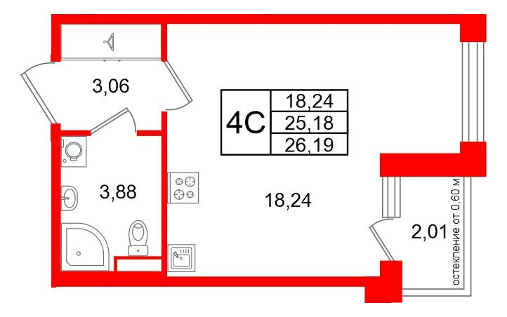 Студия 25 м2 в ЖК Univer City корпус null этаж 1