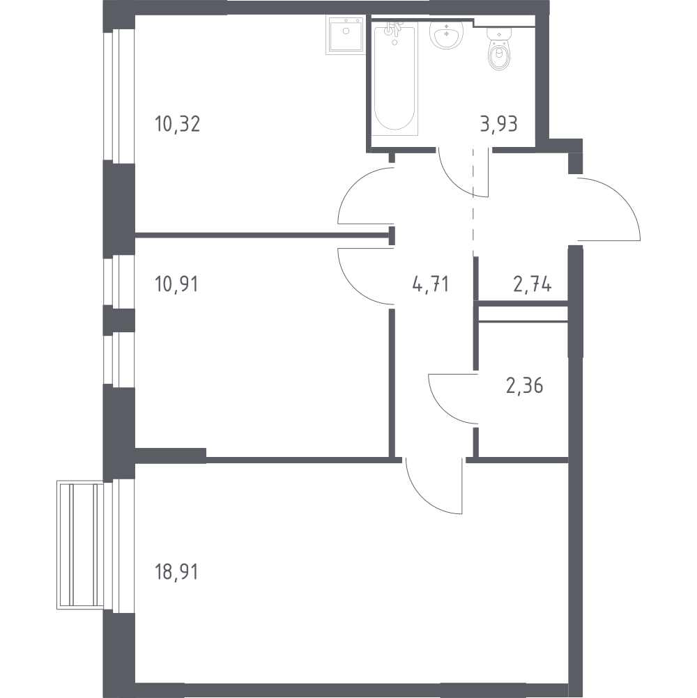 2-комнатная 53 м2 в ЖК Рублёвский Квартал корпус null этаж 7