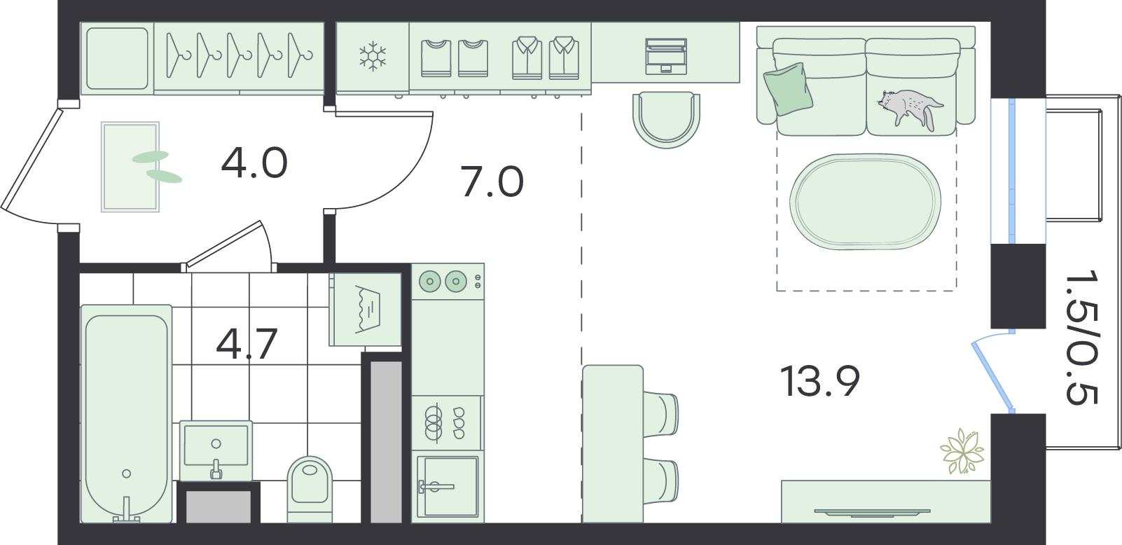 Студия 29 м2 в ЖК G3 Театральный корпус null этаж 4