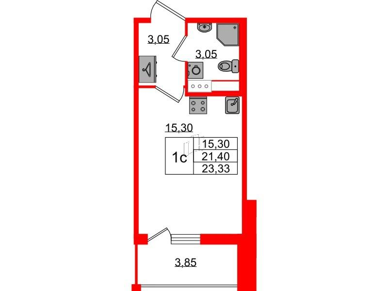 Студия 21 м2 в ЖК Бионика Заповедная корпус null этаж 5