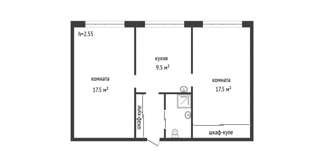 2-комнатная 50.6 м2 в ЖК undefined корпус null этаж 1
