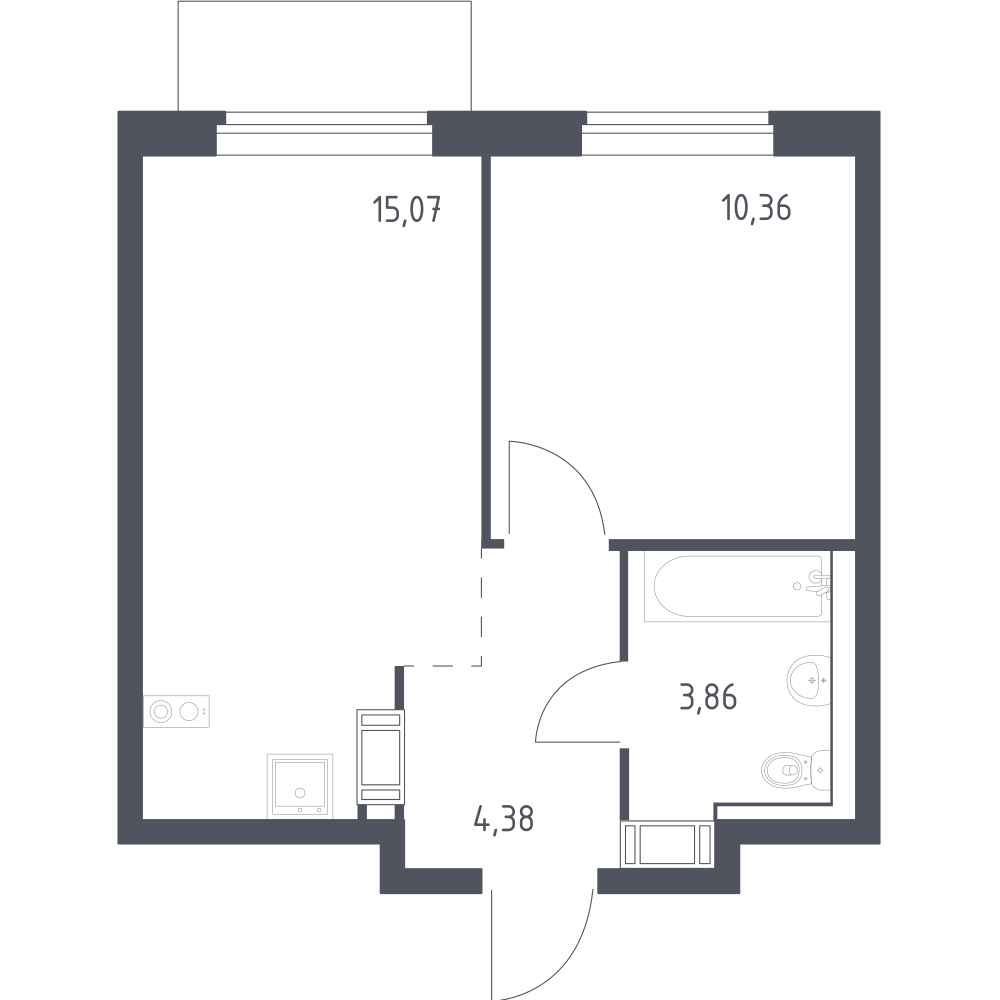 1-комнатная 33 м2 в ЖК Квартал Торики корпус null этаж 7