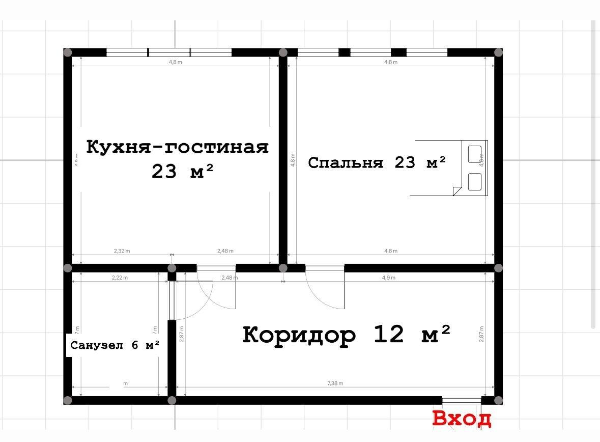 2-комнатная 64 м2 в ЖК undefined корпус null этаж 3
