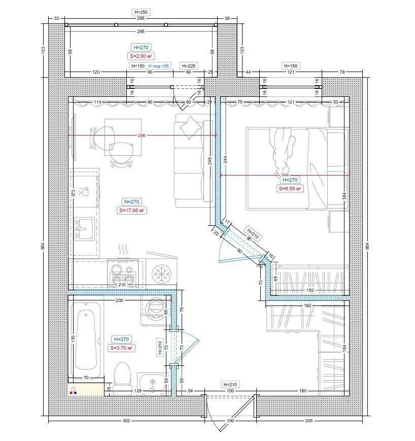 1-комнатная 31.7 м2 в ЖК undefined корпус null этаж 2