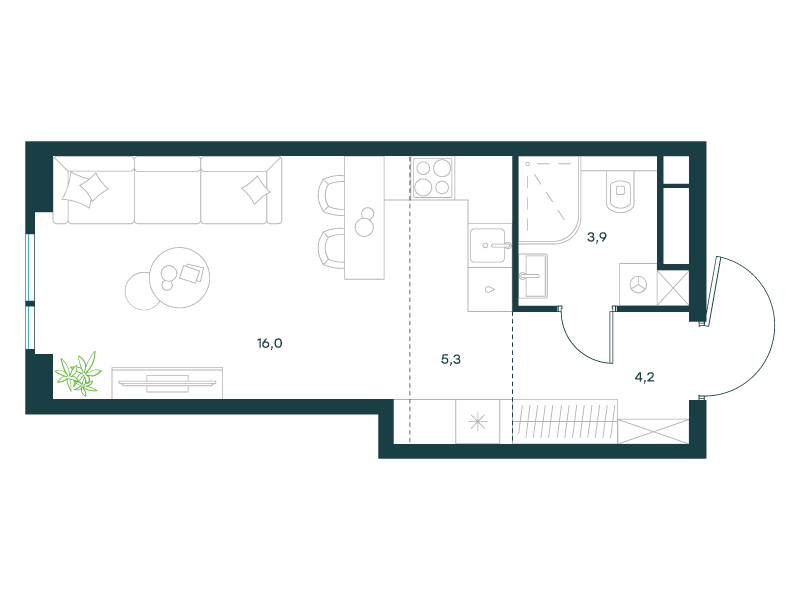 Студия 29 м2 в ЖК Level Войковская корпус null этаж 5