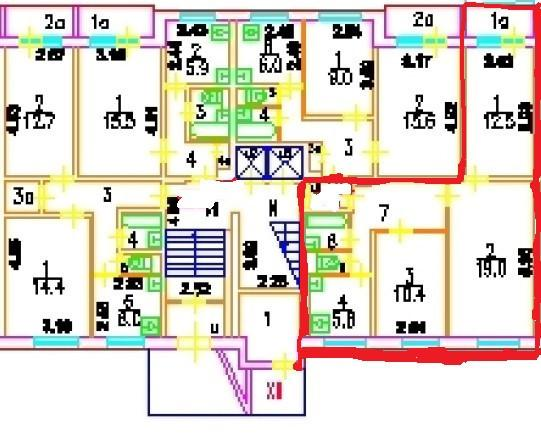 3-комнатная 58.5 м2 в ЖК undefined корпус null этаж 1