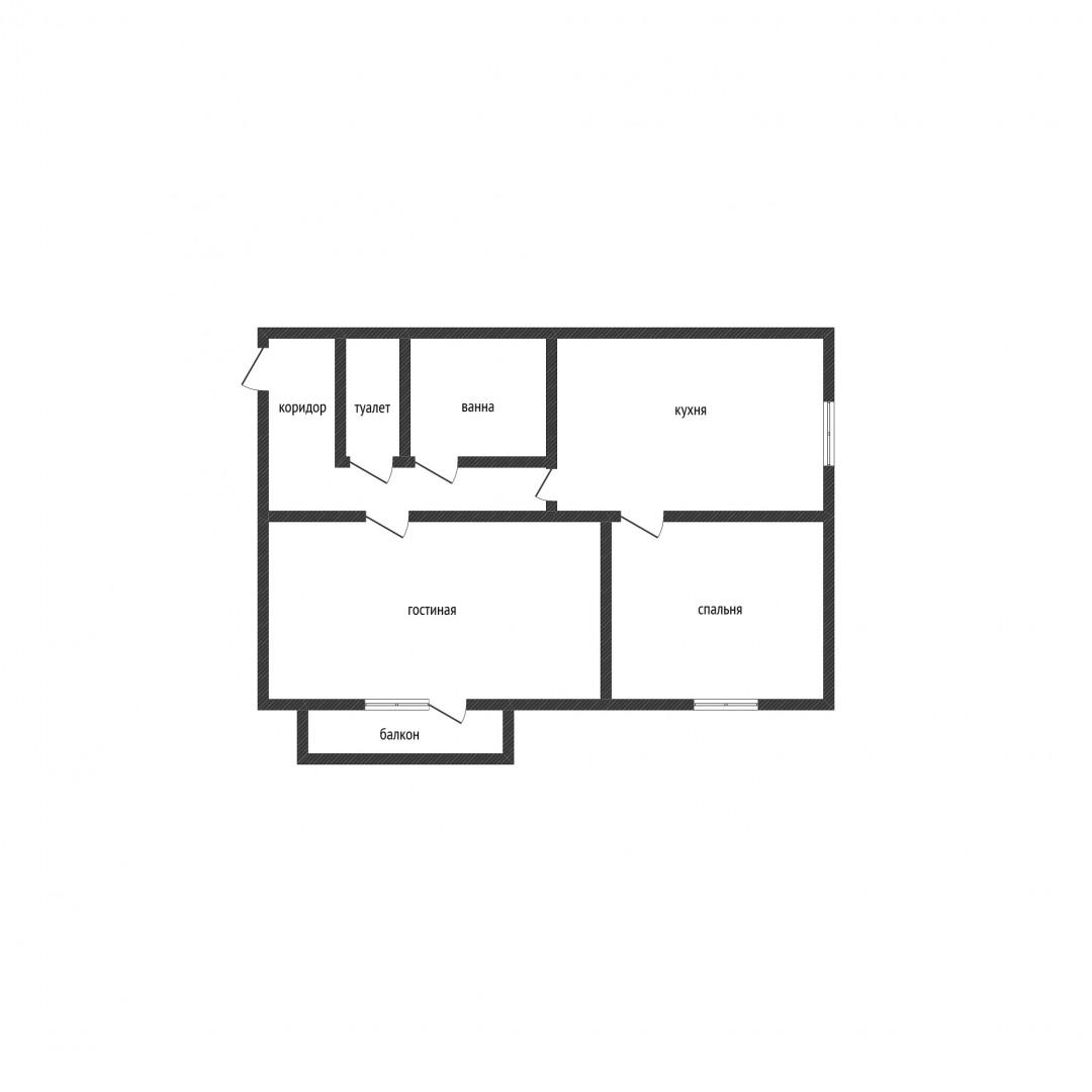 2-комнатная 44.5 м2 в ЖК undefined корпус null этаж 4