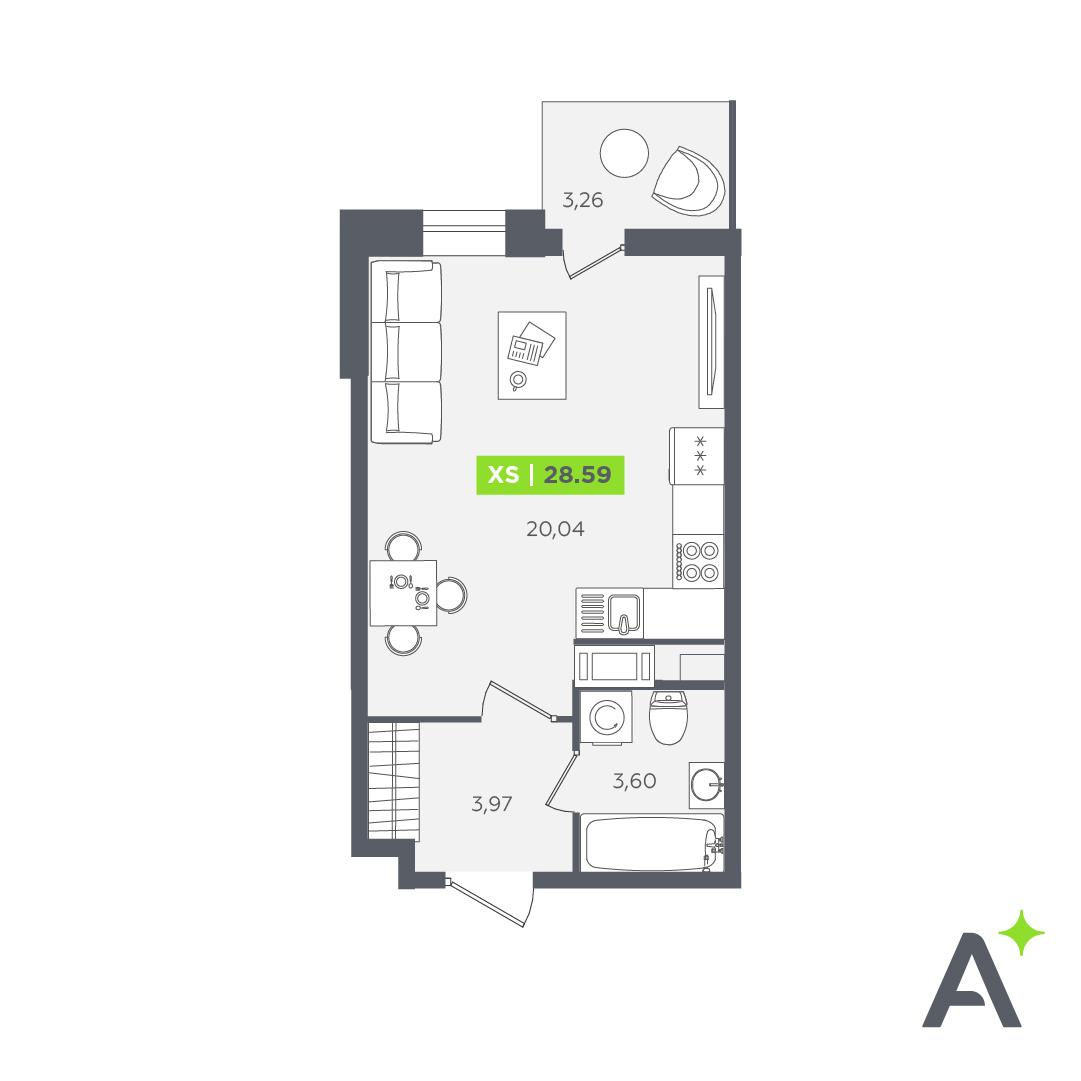 Студия 28 м2 в ЖК Аквилон STORIES корпус null этаж 5