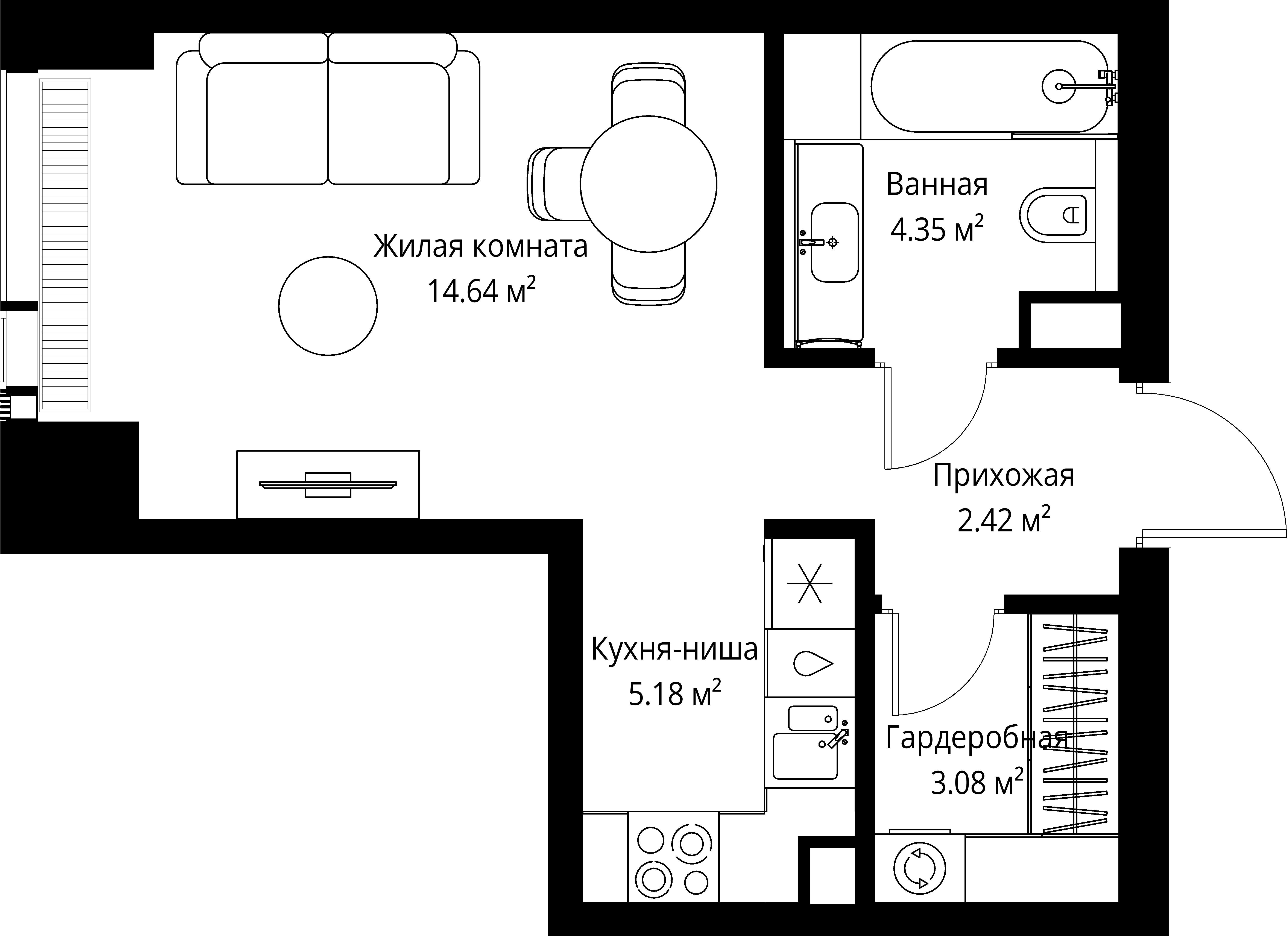 Студия 29 м2 в ЖК VEER корпус null этаж 5