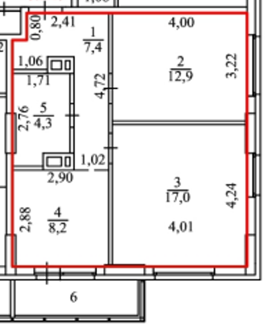 2-комнатная 52 м2 в ЖК undefined корпус null этаж 17