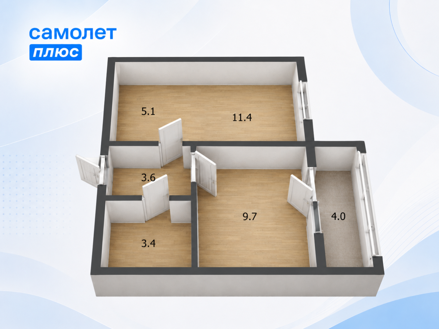 2-комнатная 33.2 м2 в ЖК undefined корпус null этаж 14