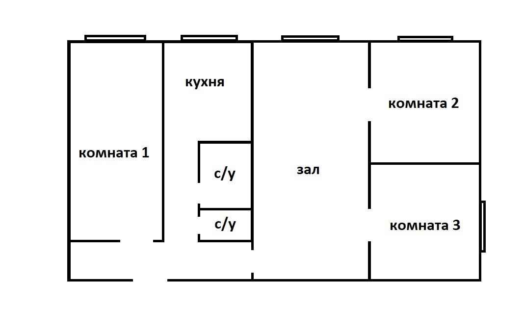 4-комнатная 61.7 м2 в ЖК undefined корпус null этаж 1