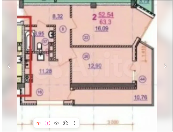 2-комнатная 63.3 м2 в ЖК undefined корпус null этаж 13