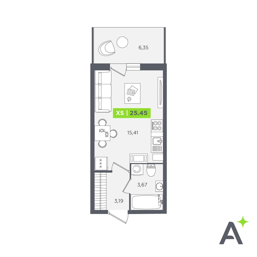 Студия 24 м2 в ЖК Аквилон STORIES корпус null этаж 4