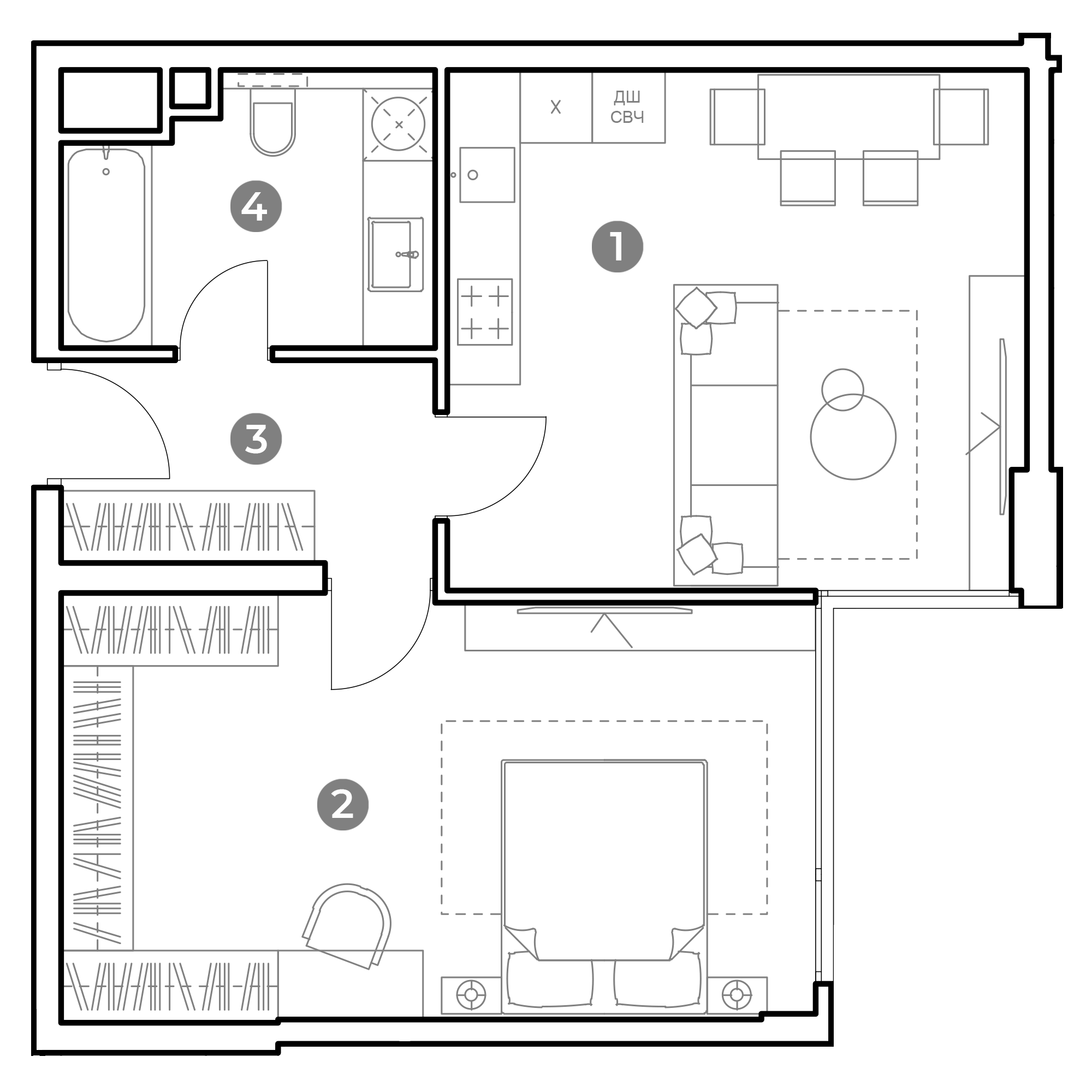 2-комнатная 54 м2 в ЖК Nametkin Tower корпус null этаж 9