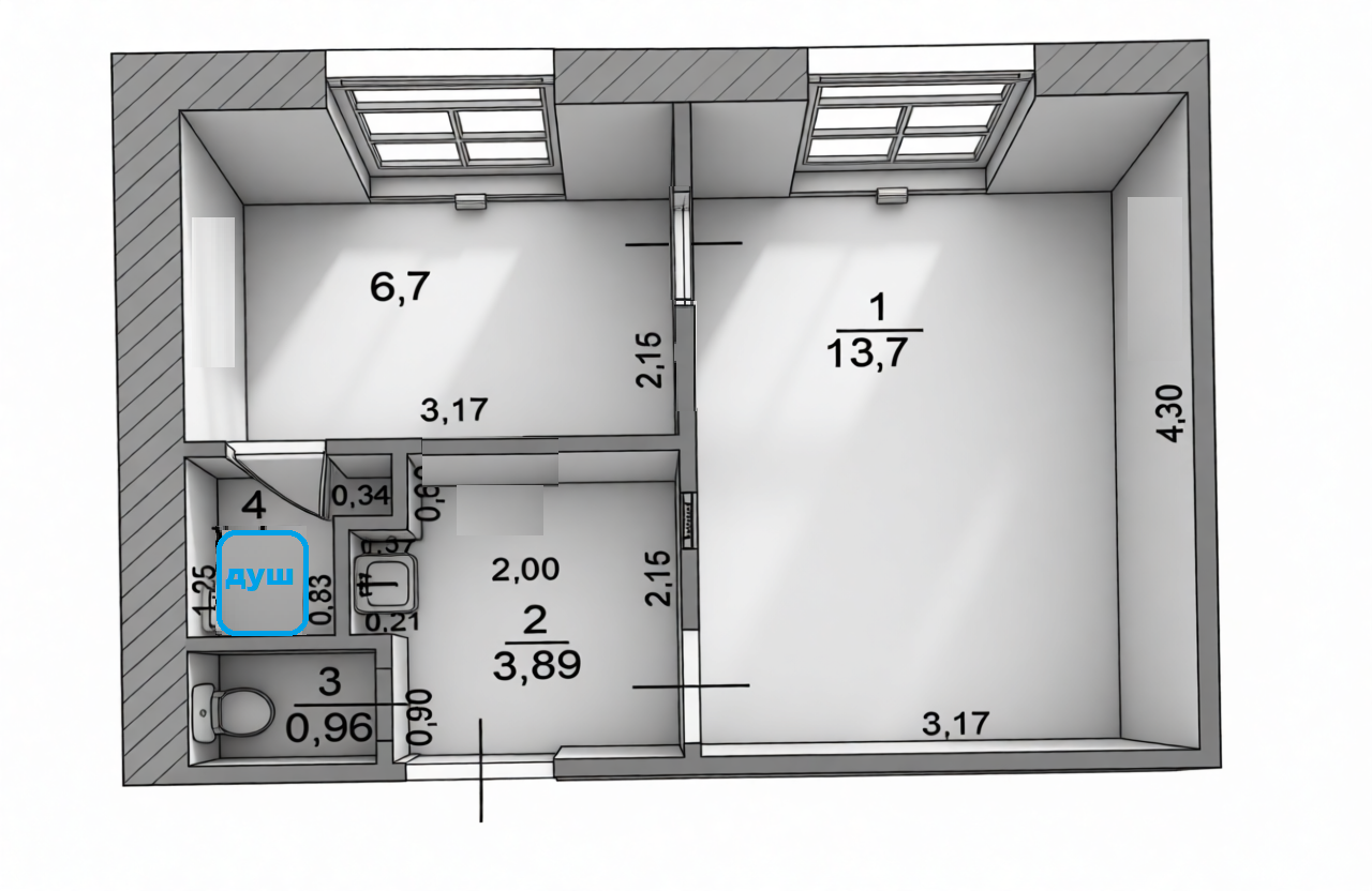 1-комнатная 25.6 м2 в ЖК undefined корпус null этаж 5