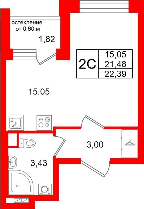 Студия 21 м2 в ЖК Универ Сити корпус null этаж 4