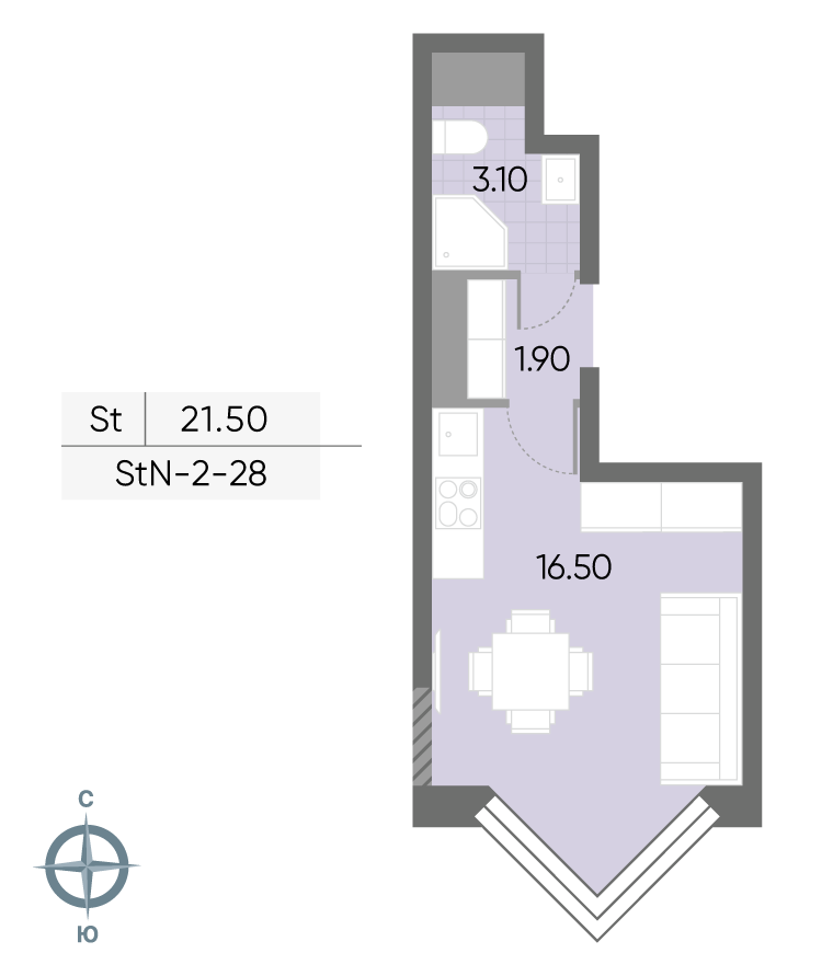 Студия 21 м2 в ЖК Wave корпус null этаж 28