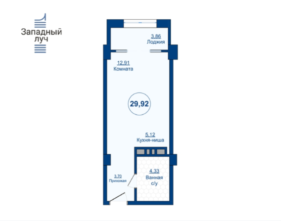 Студия 29.9 м2 в ЖК undefined корпус null этаж 14