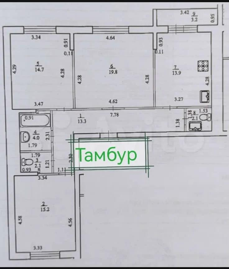 3-комнатная 15.2 м2 в ЖК undefined корпус null этаж 13