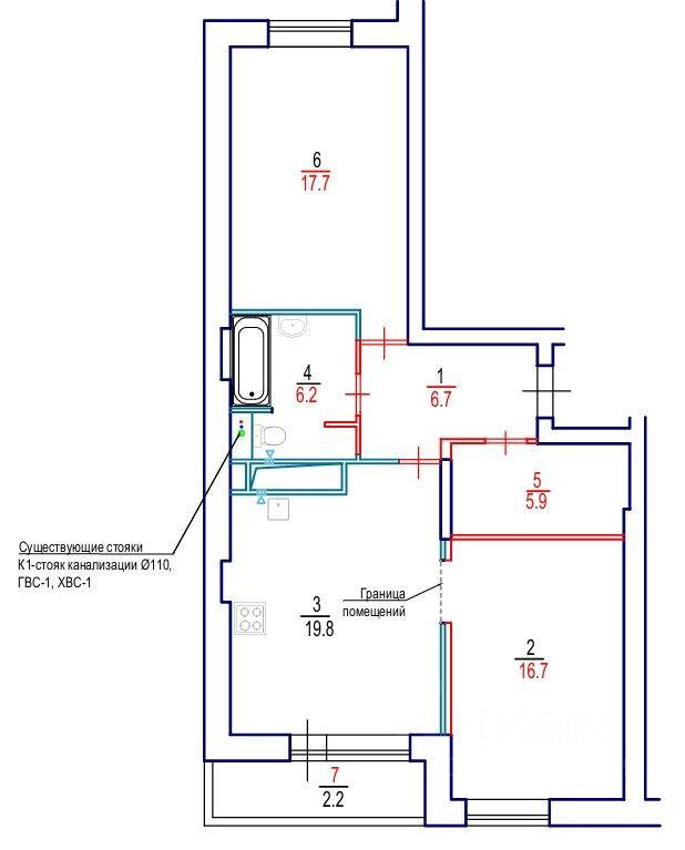 2-комнатная 72.4 м2 в ЖК undefined корпус null этаж 6