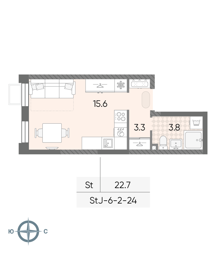 Студия 22 м2 в ЖК ЛУЧИ корпус null этаж 19