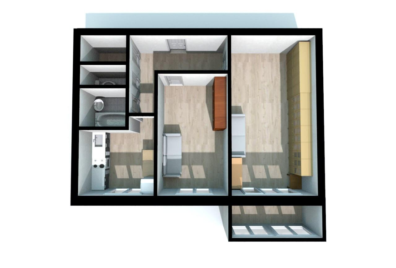 2-комнатная 43.7 м2 в ЖК undefined корпус null этаж 3