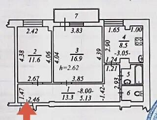 2-комнатная 56.6 м2 в ЖК undefined корпус null этаж 3