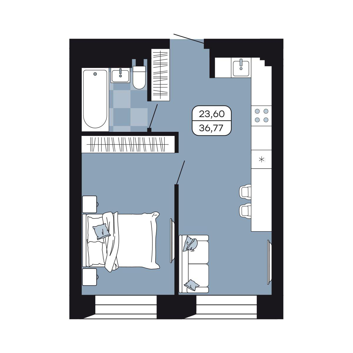 Студия 36 м2 в ЖК Парк Авеню корпус null этаж 8