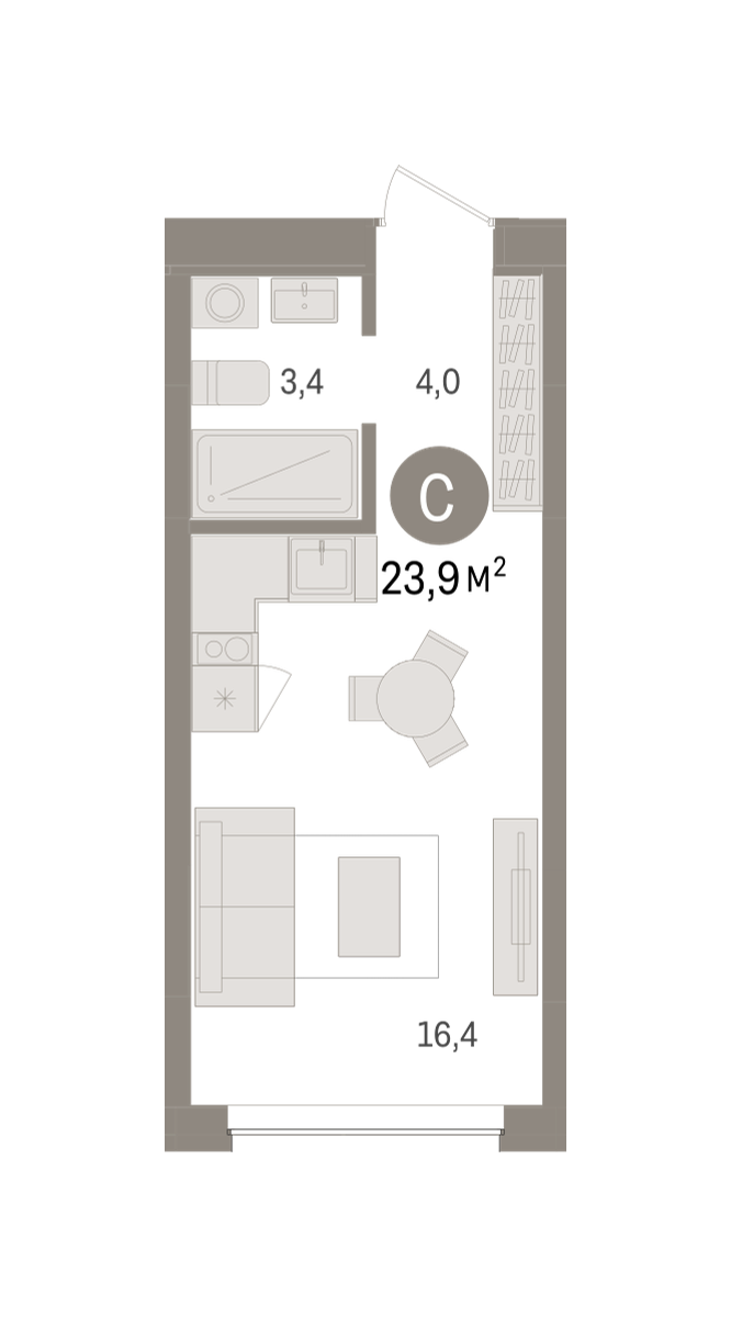 Студия 23 м2 в ЖК Европейский квартал корпус null этаж 4