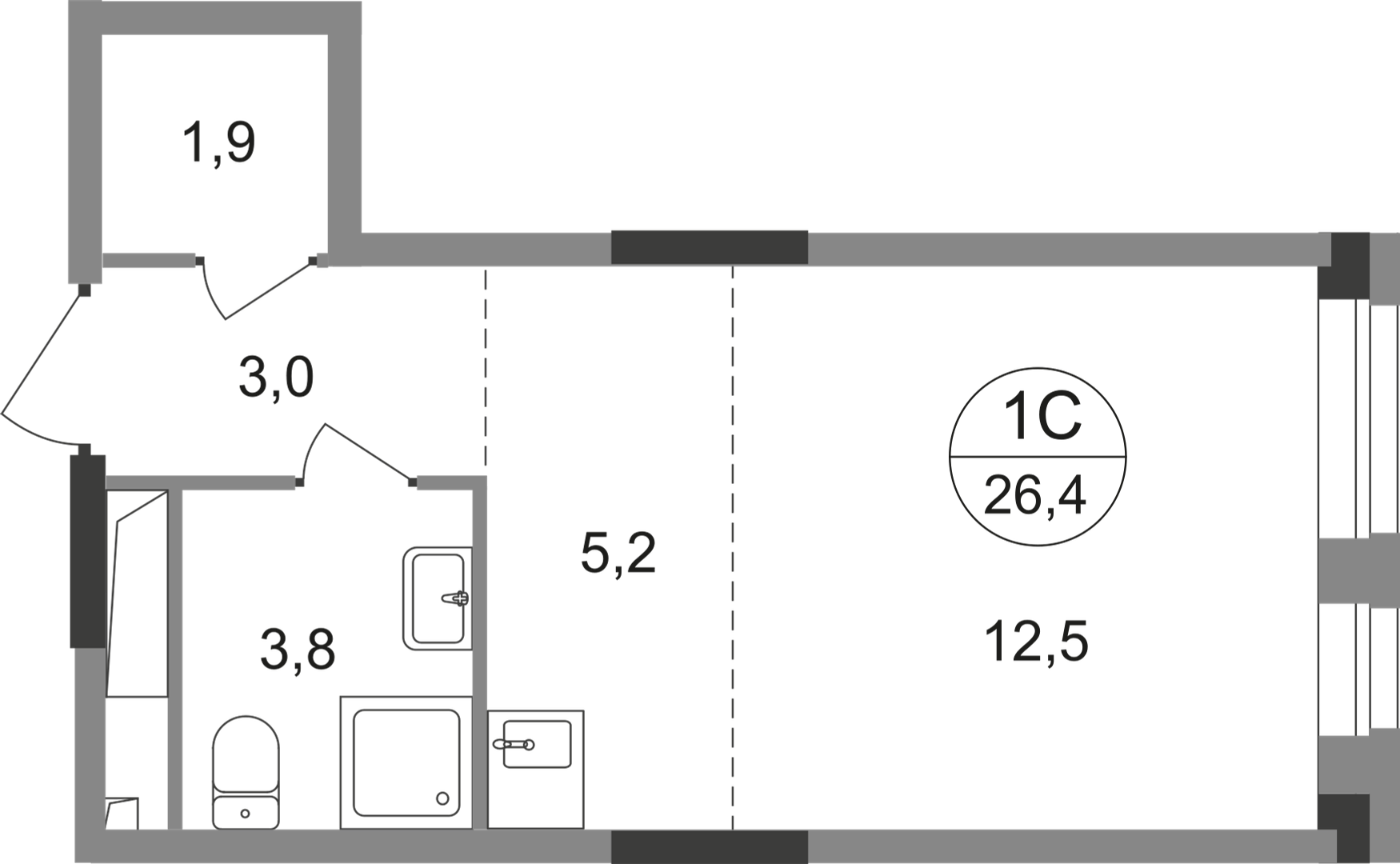 Студия 26 м2 в ЖК Первый Московский корпус null этаж 4